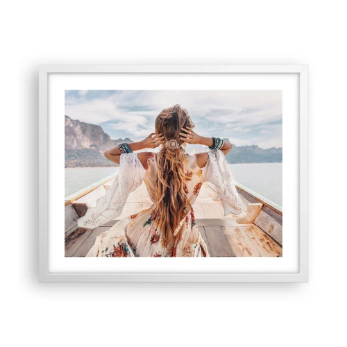 Affiche dans un cadre blanc - Poster - En route vers le bonheur - 50x40 cm