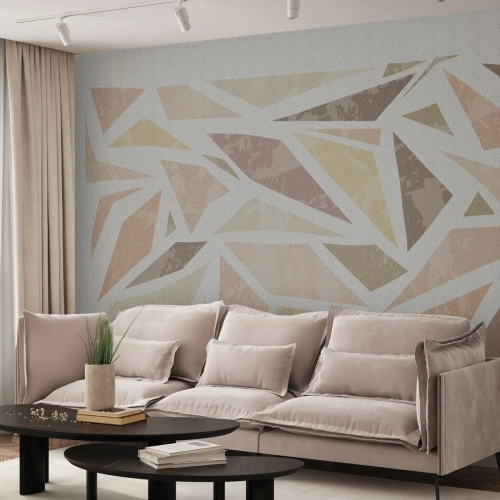 Papier Peint Photo Premium Sand - Composition de vitraux - Minimalisme, Pastel, Bohème - 200x140 cm