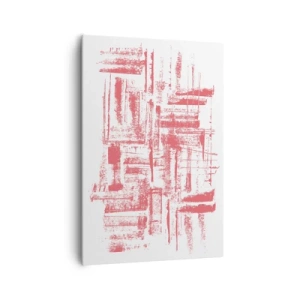 Impression sur toile - Image sur toile - Textures roses abstraites sur fond blanc - 70x100cm - La ville rouge - Décoration murale moderne pour le salon et la chambre ARTTOR