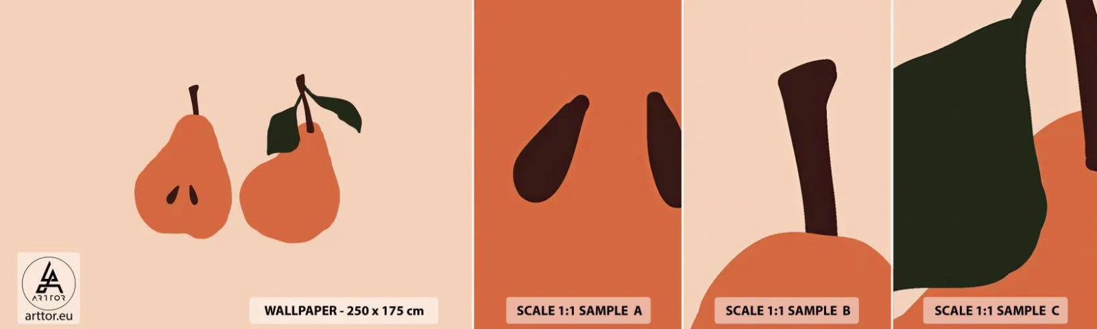 Échantillon De Papier Peint Standard Eco - La douceur elle-même - Poire, Fruit, Minimaliste - 100x30 cm