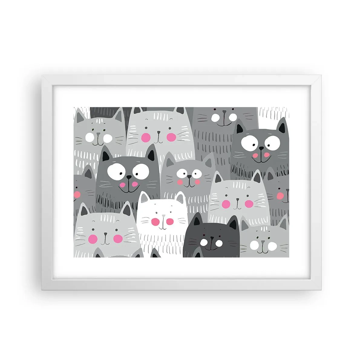 Affiche dans un cadre blanc - Poster - Le monde des chats - 40x30 cm