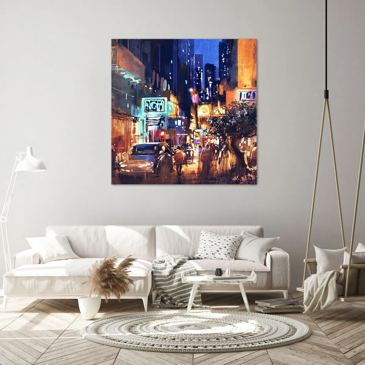 Impression sur toile - Image sur toile - Et la ville ne dort pas - 70x70 cm