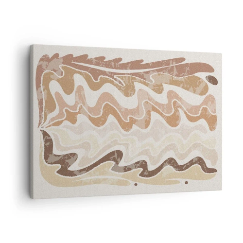 Impression sur toile - Image sur toile - Lignes abstraites ondulées dans des tons beiges - 70x50cm - Bonne énergie – bonnes émotions - Décoration murale moderne pour le salon et la chambre ARTTOR