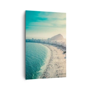 Impression sur toile - Image sur toile - Panorama de la plage de Copacabana avec les montagnes en arrière-plan à Rio de Janeiro - 80x120cm - Vacances éternelles à Rio - Décoration murale moderne pour le salon et la chambre ARTTOR