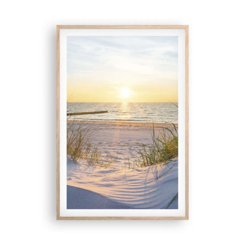 Affiche dans un chêne clair - Poster - Le bruit de la mer, le chant des oiseaux, une plage sauvage parmi les herbes… - 61x91 cm