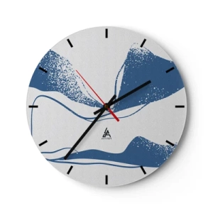 Horloge murale - Pendule murale - Abstraction graphique avec des ailes bleues sur fond blanc - 30x30cm - Abstraction ailée - Décoration murale moderne pour le salon, la cuisine et la chambre ARTTOR