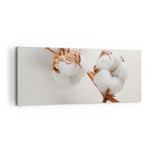 Impression sur toile - Image sur toile - Un brin de coton sur un fond subtil - 120x50cm - Seulement caliner - Décoration murale moderne pour le salon et la chambre ARTTOR