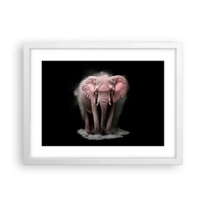 Affiche dans un cadre blanc - Poster - Ne pensez pas à un éléphant rose ! - 40x30 cm