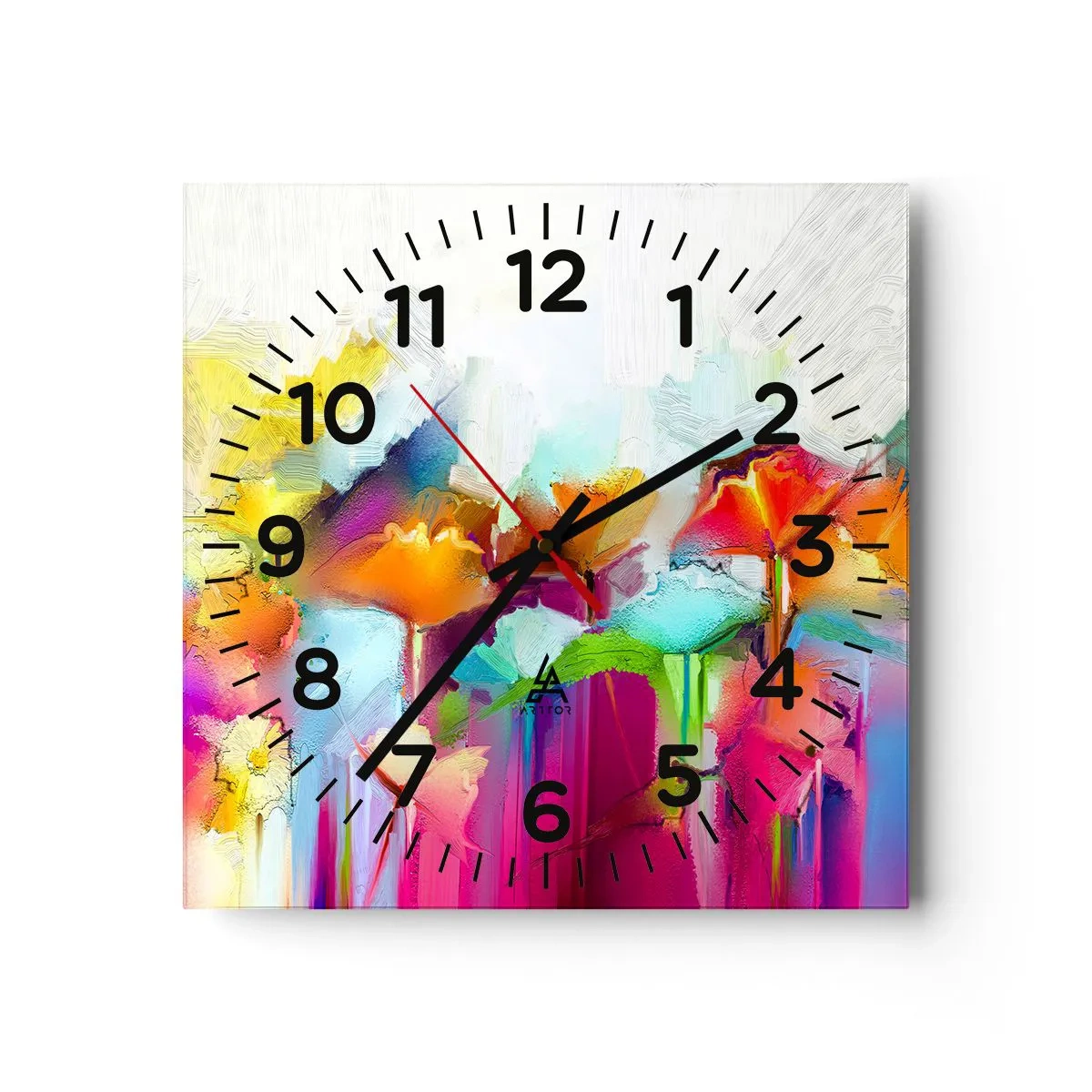 Horloge murale - Pendule murale - L'arc-en-ciel s'est épanoui - 40x40 cm