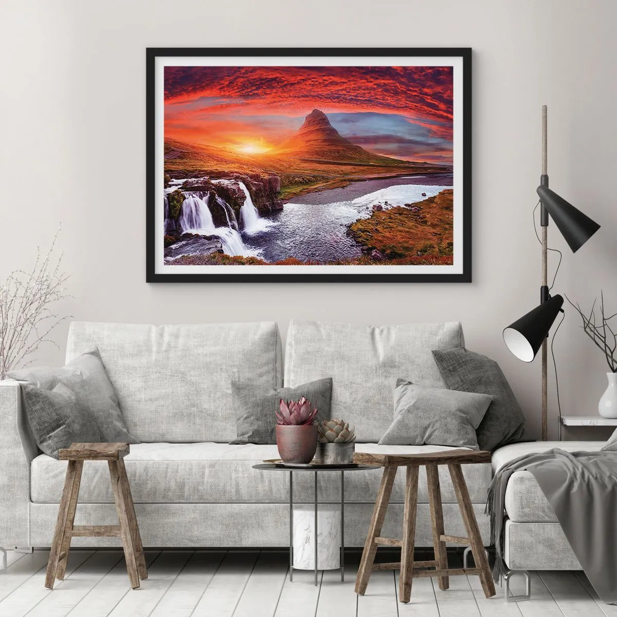 Affiche dans un cadre noir - Poster - Vue de la terre du milieu - 50x40 cm