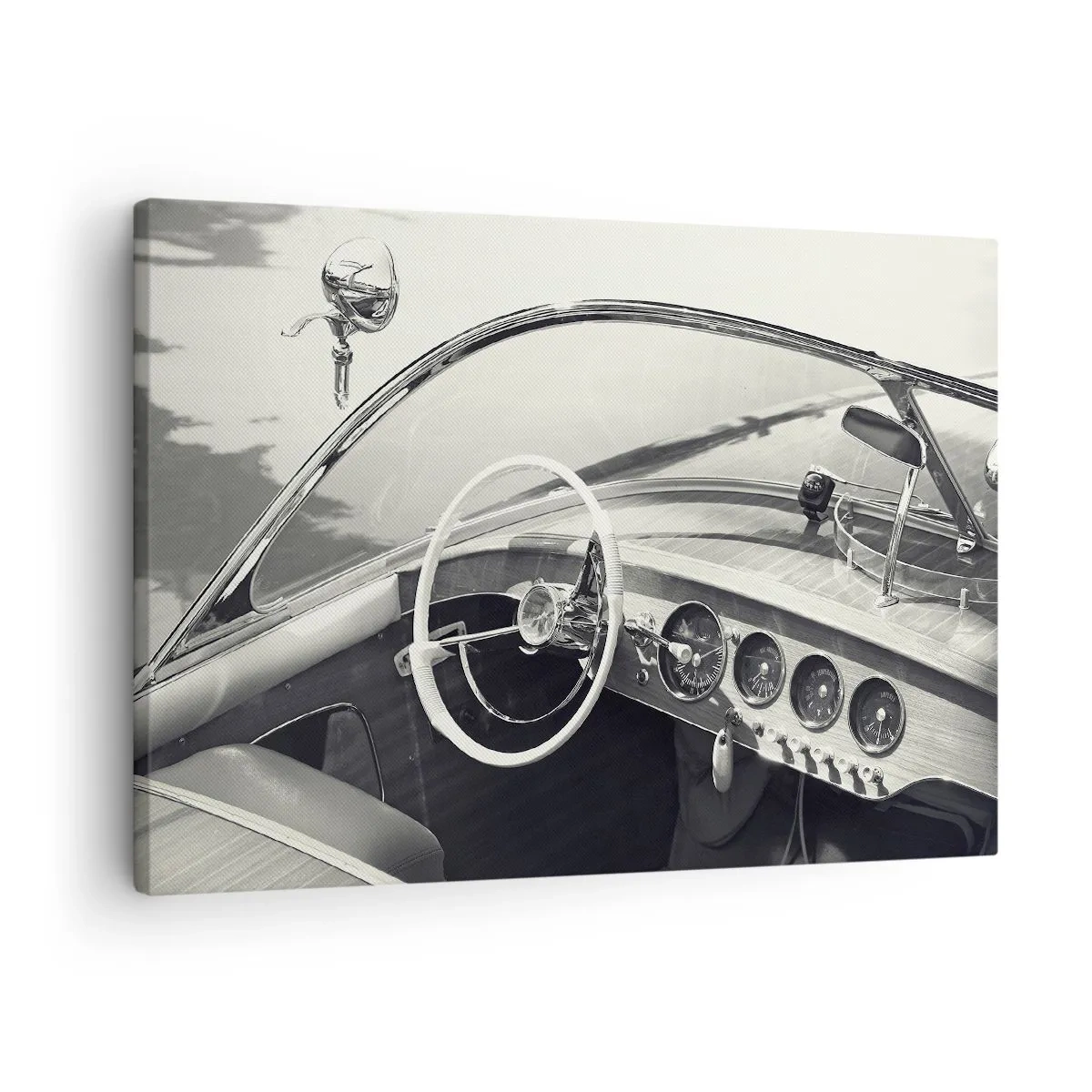 Impression sur toile - Image sur toile - Intérieur de voiture classique de style monochrome - 70x50cm - Temps pour riche - Décoration murale moderne pour le salon et la chambre ARTTOR