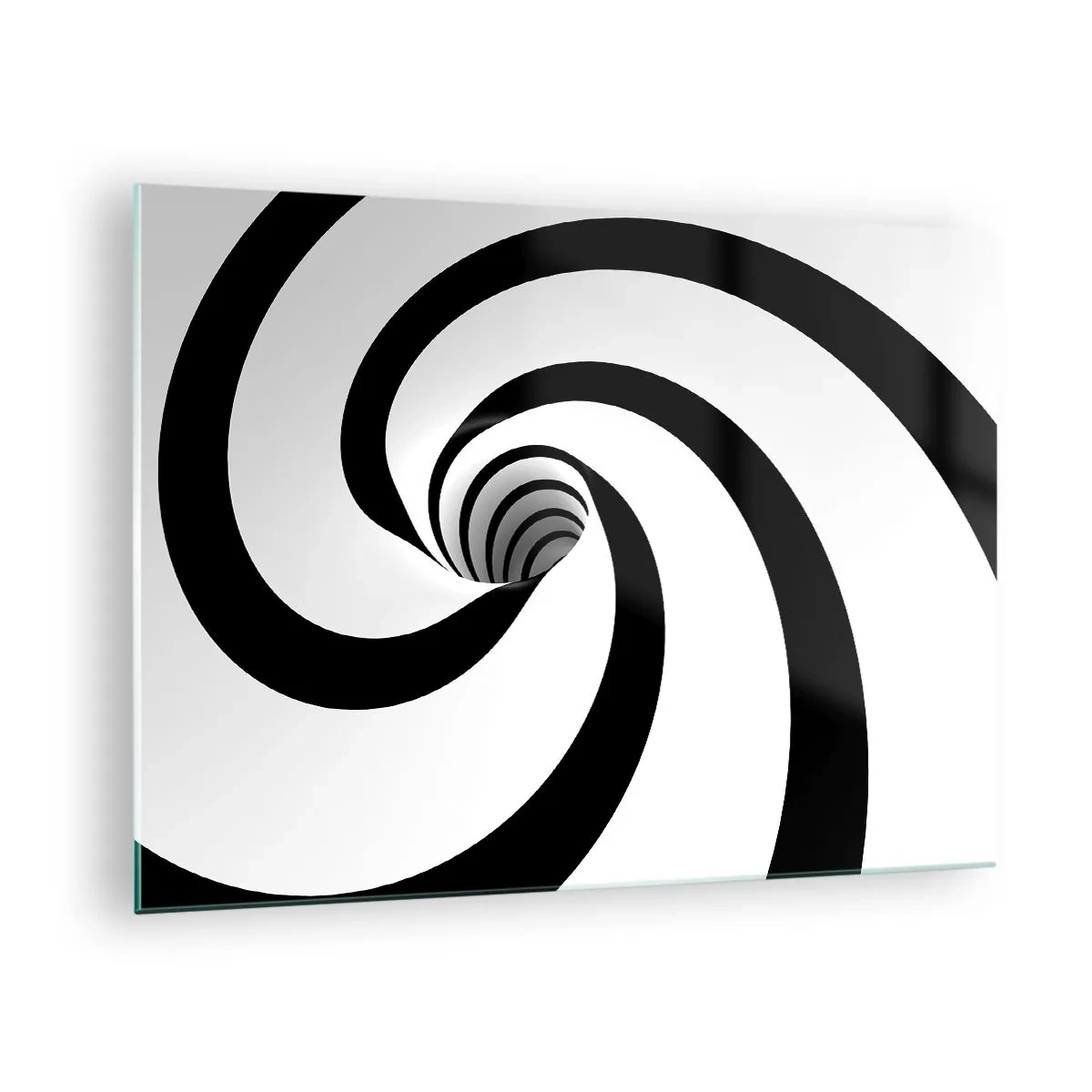 Impression sur verre - Image sur verre - Motif en spirale hypnotique en noir et blanc - 70x50cm - Céder au vortex ? - Décoration murale moderne pour le salon et la chambre ARTTOR