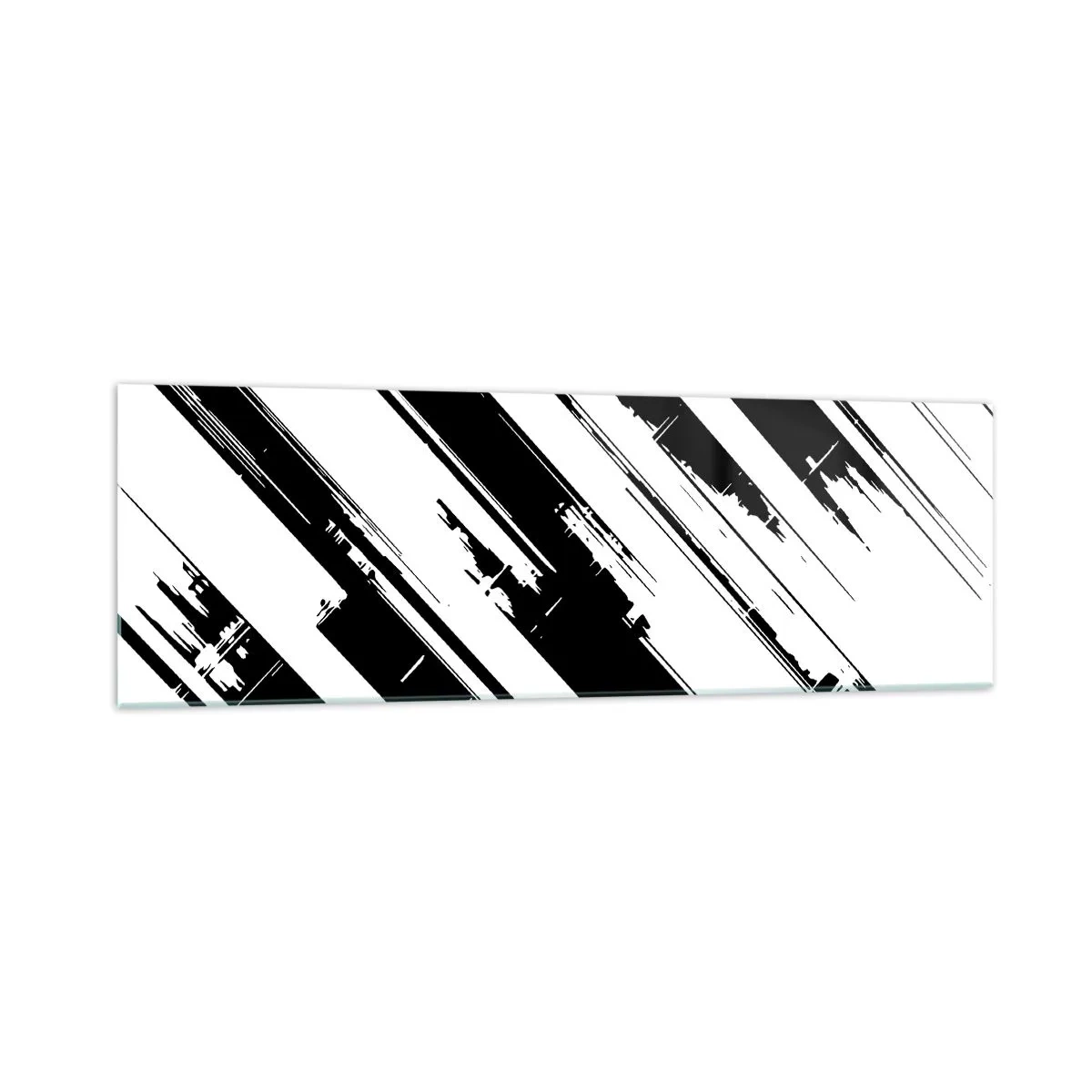 Impression sur verre - Image sur verre - Lignes noires et blanches et motifs géométriques dans un style moderne - 160x50cm - Une composition intense et dynamique - Décoration murale moderne pour le salon et la chambre ARTTOR