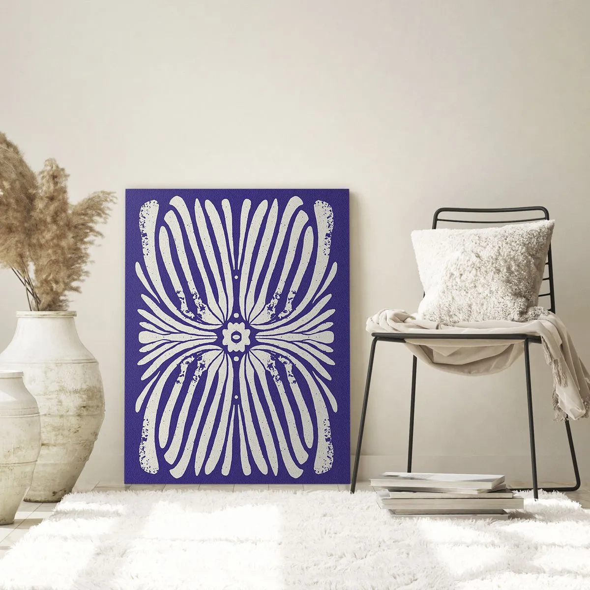 Impression sur verre - Image sur verre - Motif ethnique symétrique sur fond violet - 50x70cm - Inspirations ethniques - Décoration murale moderne pour le salon et la chambre ARTTOR