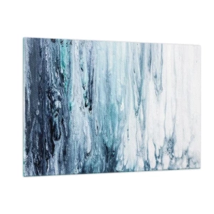 Impression sur verre - Image sur verre - Un motif abstrait ressemblant à des ruisseaux d'eau dans des tons de bleu. - 120x80cm - Une glace bleue - Décoration murale moderne pour le salon et la chambre ARTTOR