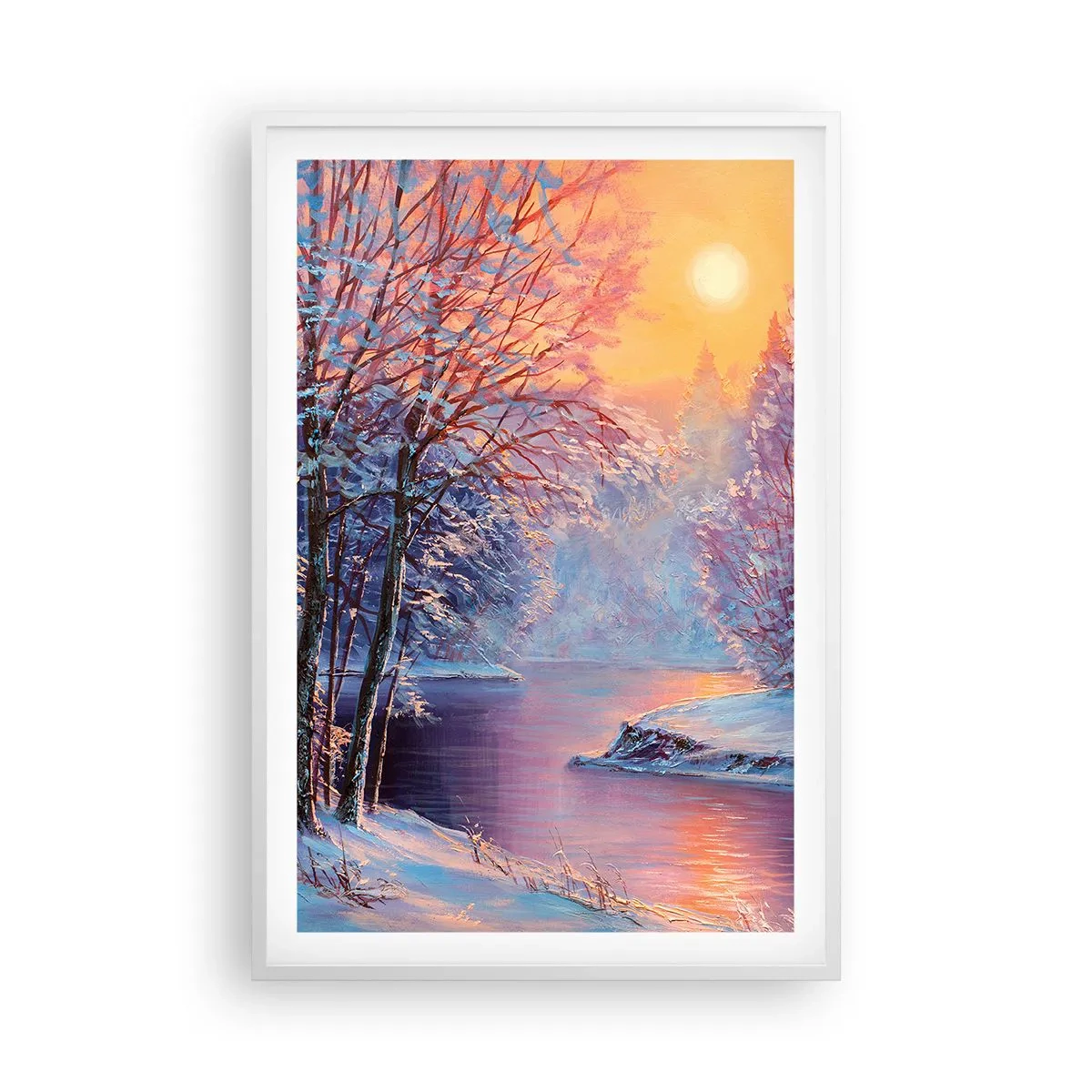 Affiche dans un cadre blanc - Poster - Couleurs d'hiver - 61x91 cm