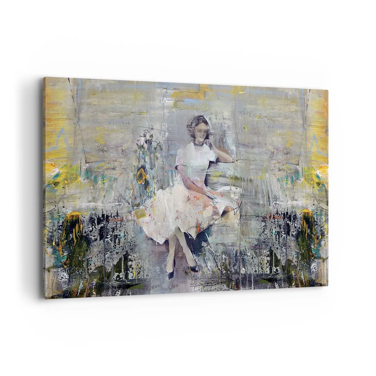 Impression sur toile - Image sur toile - Portrait artistique d'une femme aux couleurs pastel - 100x70cm - Classique et moderne - Décoration murale moderne pour le salon et la chambre ARTTOR
