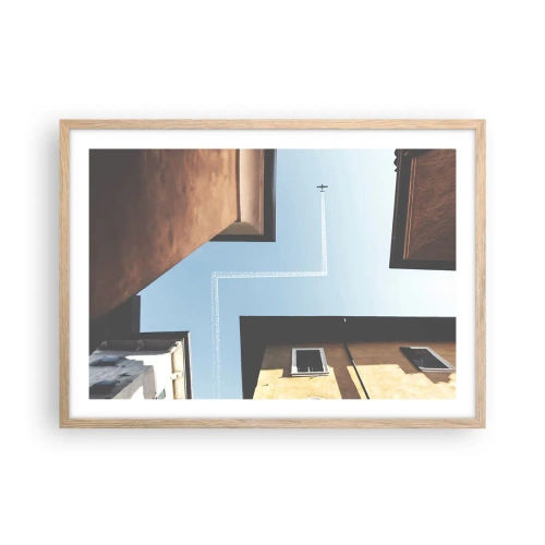 Affiche dans un chêne clair - Poster - Au-dessus du labyrinthe de la ville - 70x50 cm