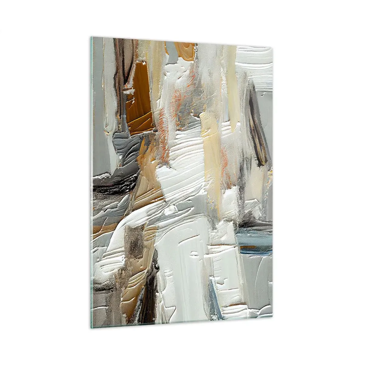 Impression sur verre - Image sur verre - Une composition abstraite aux tons terreux avec une texture distinctive. - 50x70cm - Couches colorées - Décoration murale moderne pour le salon et la chambre ARTTOR