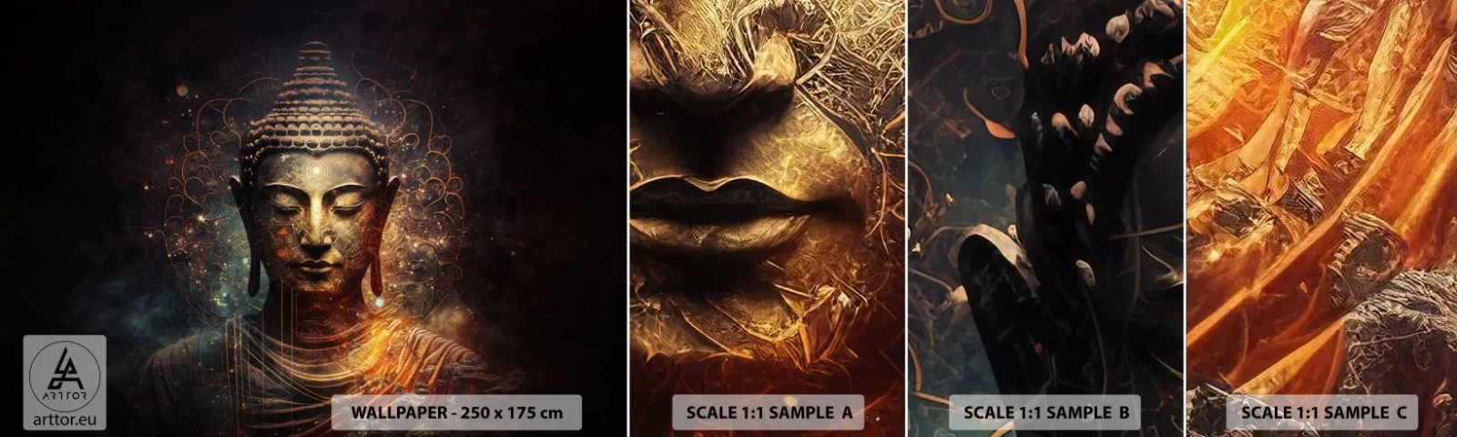 Échantillon De Papier Peint Standard Eco - Équilibre spirituel - Bouddha, Méditation, Religion - 100x30 cm