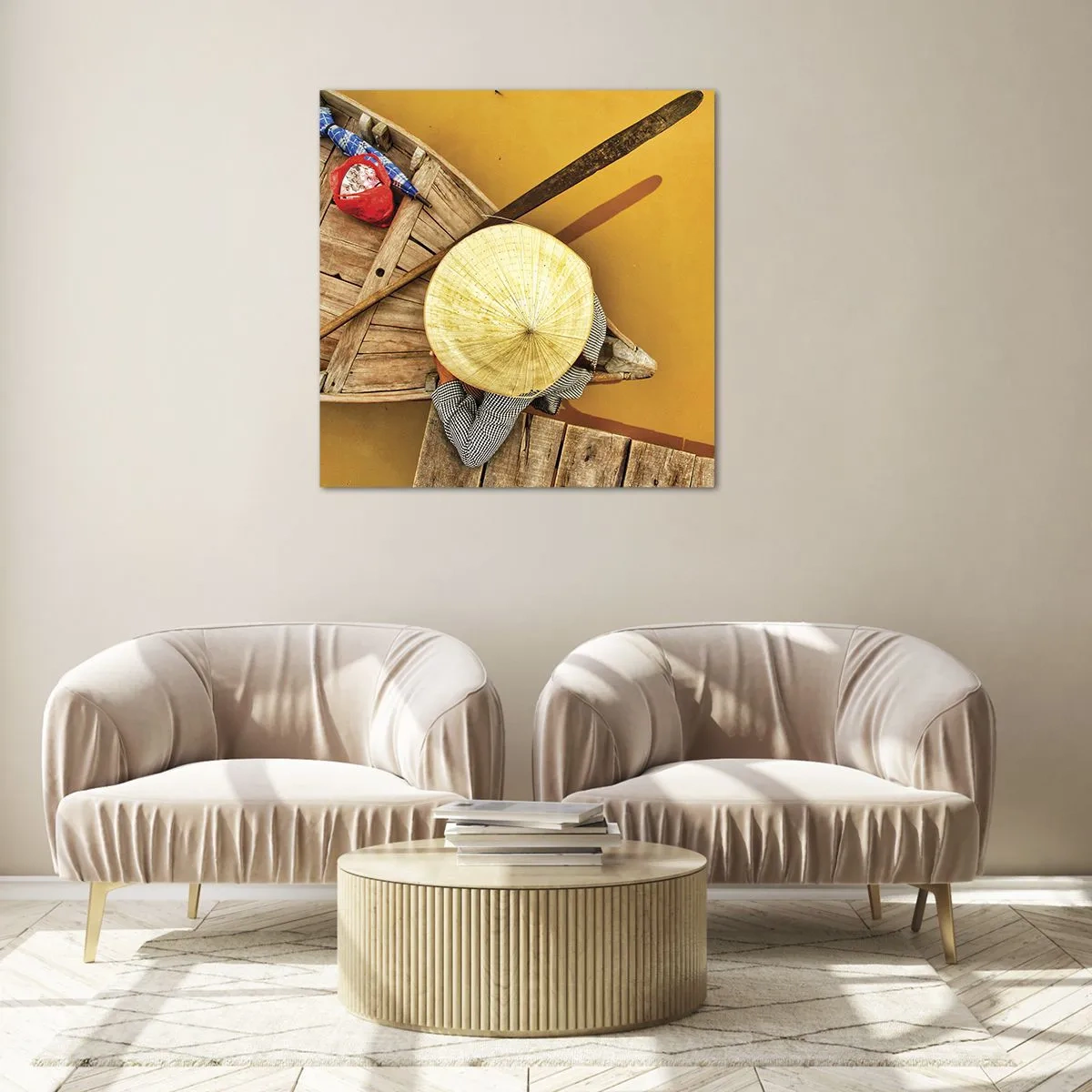 Impression sur verre - Image sur verre - La vie sur le fleuve Jaune - 50x50 cm