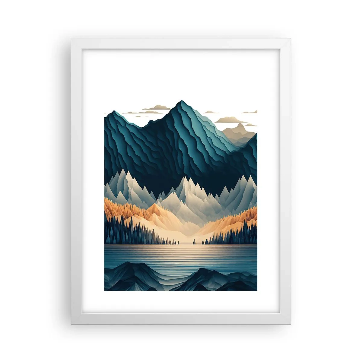 Affiche dans un cadre blanc - Poster - Paysage de montagne parfait - 30x40 cm