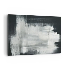 Impression sur toile - Image sur toile - Traits abstraits blancs sur fond sombre - 100x70cm - Tissé à la verticale et à l'horizontale - Décoration murale moderne pour le salon et la chambre ARTTOR