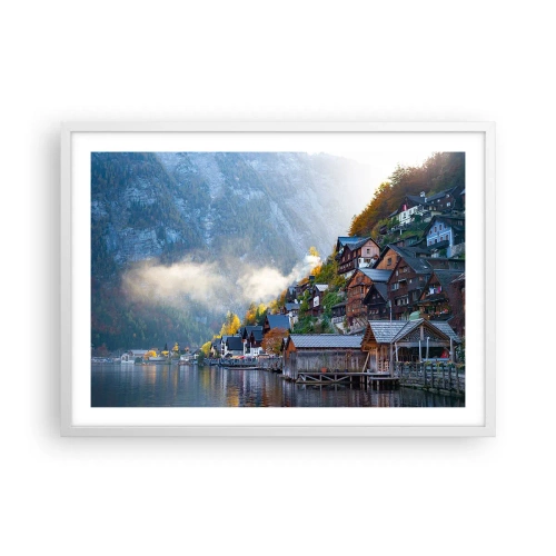 Affiche dans un cadre blanc - Poster - Ambiance alpine - 70x50 cm