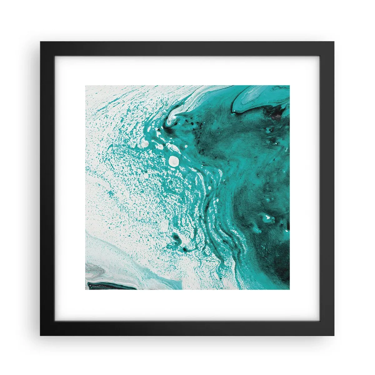Affiche dans un cadre noir - Poster - Se fondre dans le bleu et le turquoise - 30x30 cm
