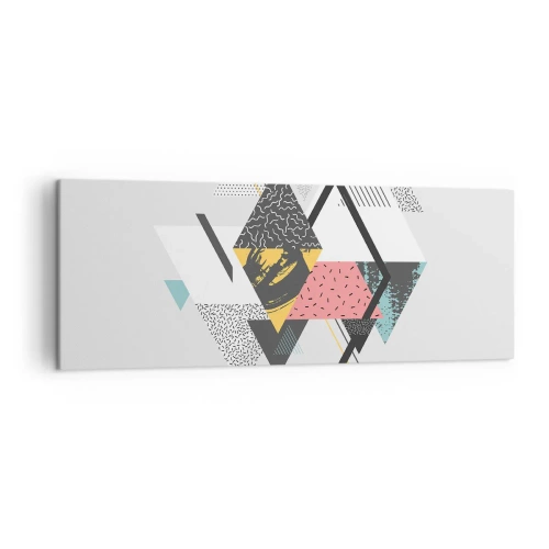 Impression sur toile - Image sur toile - Motifs géométriques sur fond clair - 140x50cm - Variation sur triangle et losange - Décoration murale moderne pour le salon et la chambre ARTTOR