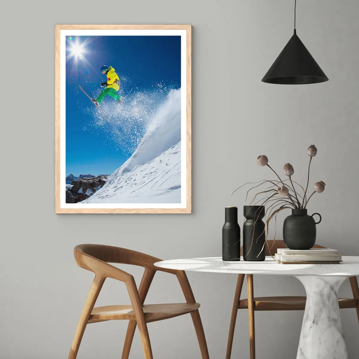 Affiche dans un chêne clair - Poster - Danse avec les montagnes - 50x70 cm