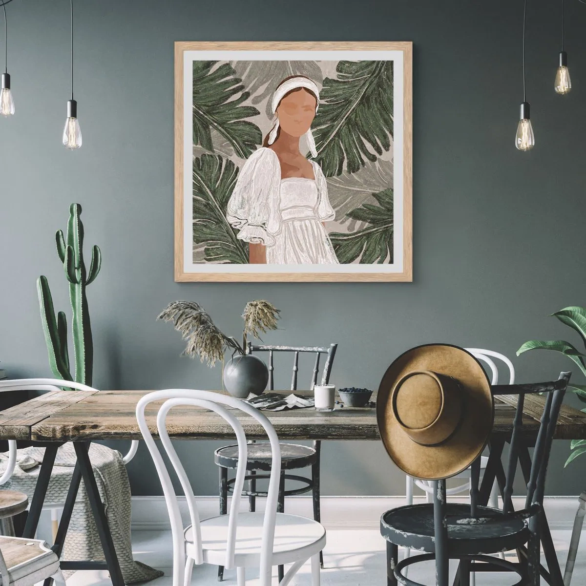 Affiche dans un chêne clair - Poster - Portrait exotique - 60x60 cm