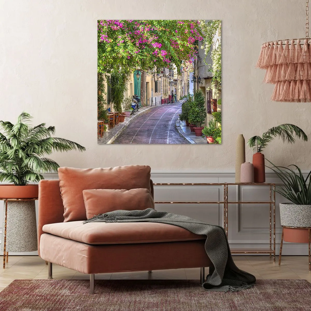 Impression sur toile - Image sur toile - Allée fleurie - 50x50 cm