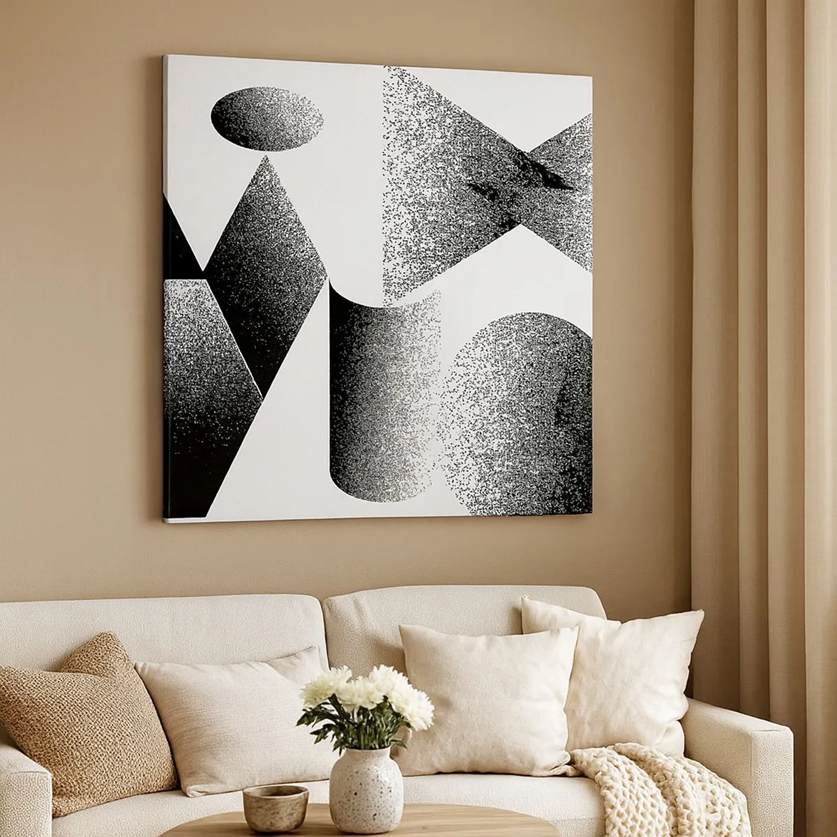 Impression sur toile - Image sur toile - Angles et ovales - 30x30 cm