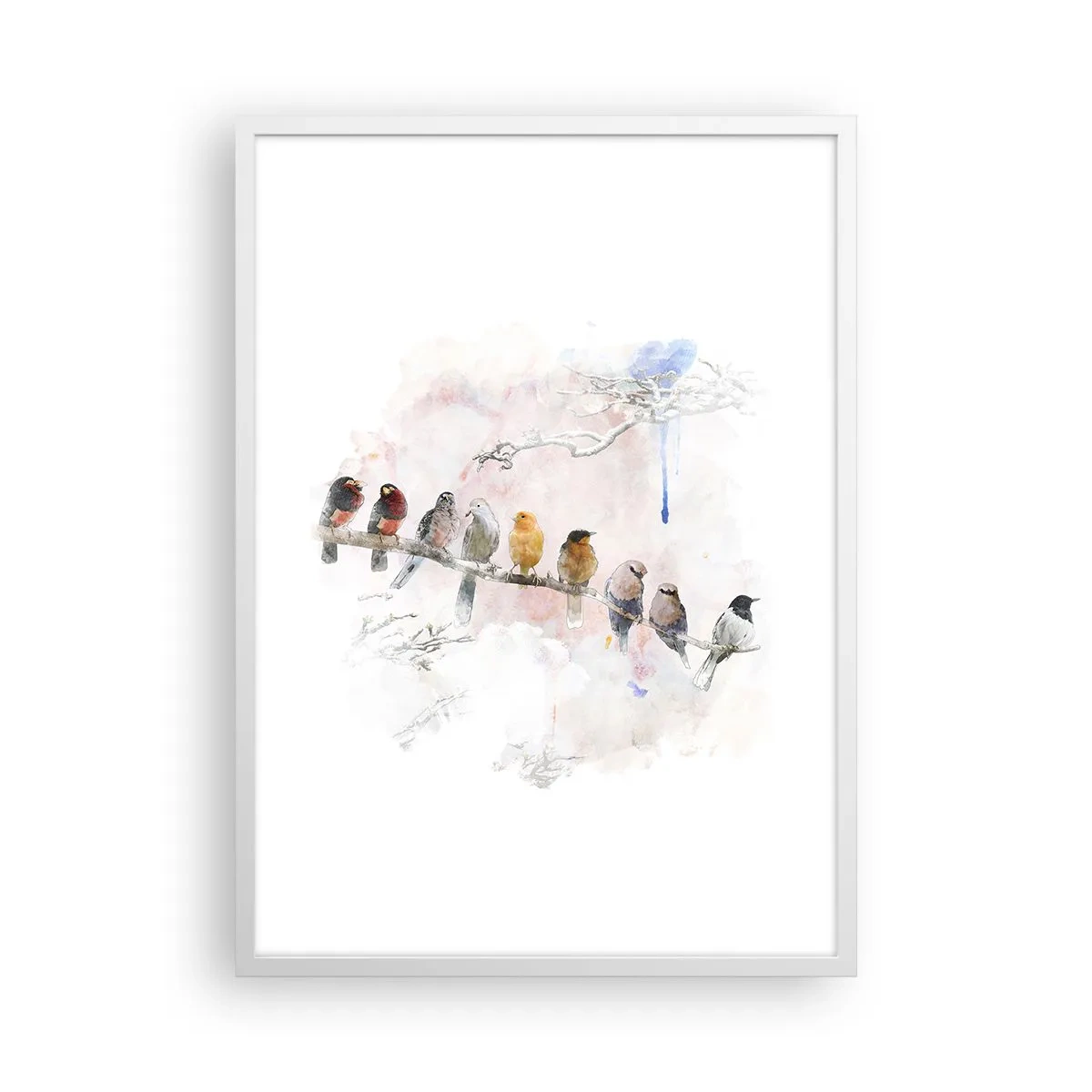 Affiche dans un cadre blanc - Poster - Rencontre ailée - 50x70 cm