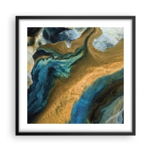 Affiche dans un cadre noir - Poster - Bleu - jaune - influences mutuelles - 50x50 cm