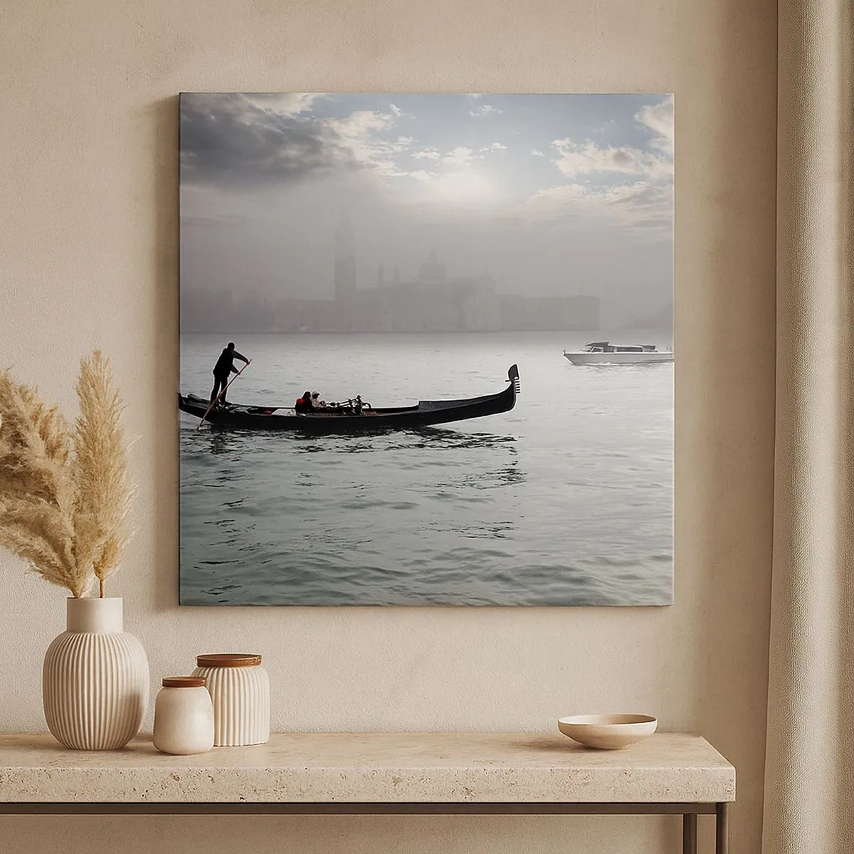 Impression sur toile - Image sur toile - Une ville fabuleuse faite d'eau et de brouillard - 30x30 cm