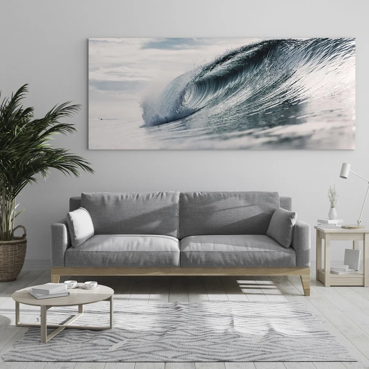 Impression sur verre - Image sur verre - Une vague de mer capturée dans un moment dynamique contre le ciel - 120x50cm - Pic d'eau - Décoration murale moderne pour le salon et la chambre ARTTOR