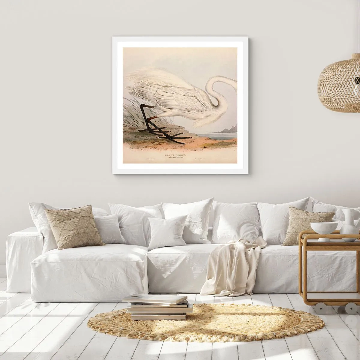 Affiche dans un cadre blanc - Poster - Dame sur les joncs - 30x30 cm