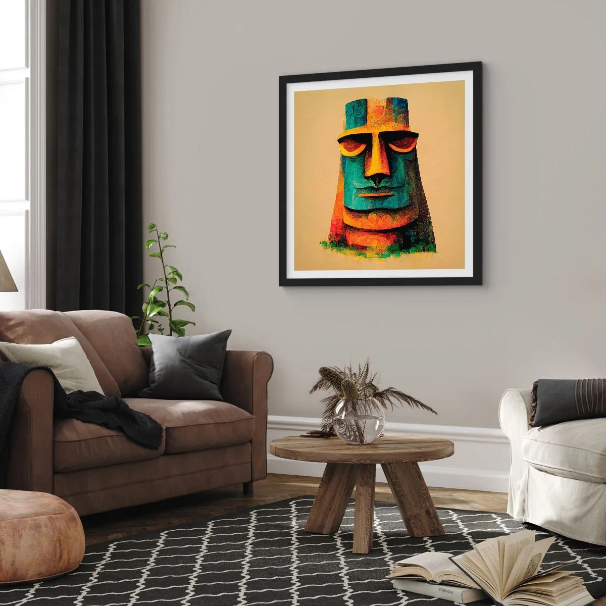 Affiche dans un cadre noir - Poster - Statuesque et sympathique - 30x30 cm