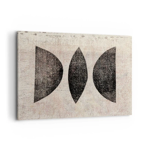 Impression sur toile - Image sur toile - Formes ethniques aux tons sombres sur fond clair - 100x70cm - Abstraction ethnique - Décoration murale moderne pour le salon et la chambre ARTTOR