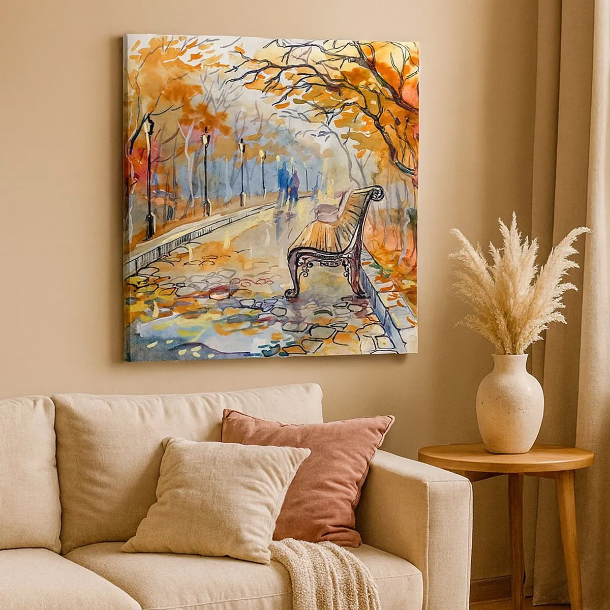 Impression sur toile - Image sur toile - Errer ensemble à l'automne - 30x30 cm