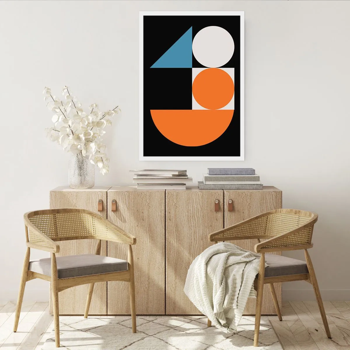 Affiche - Poster - Motif géométrique moderne avec des cercles, des triangles et des demi-cercles - 50x70cm - Rangement de figures - Décoration murale moderne pour le salon et la chambre ARTTOR