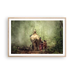Affiche dans un chêne clair - Poster - Nouveau livre de la jungle - 91x61 cm