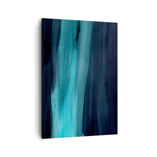 Impression sur toile - Image sur toile - De subtiles vagues abstraites dans des tons bleus foncés - 50x70cm - Suivez le courant - Décoration murale moderne pour le salon et la chambre ARTTOR