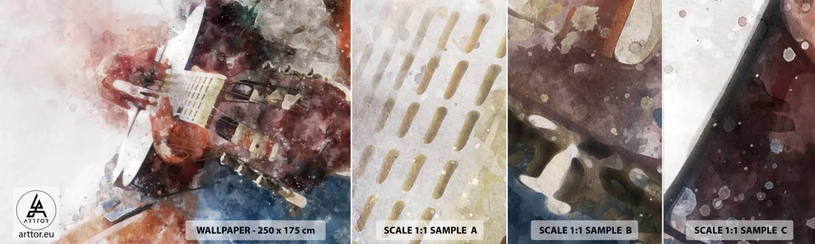 Échantillon De Papier Peint Standard Eco - Et qu'en pensez-vous ? - Abstraction, Musique, Guitare - 100x30 cm