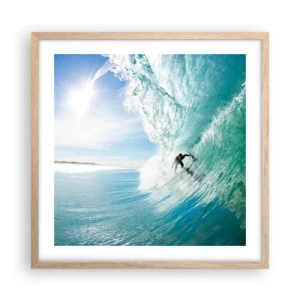 Affiche dans un chêne clair - Poster - Toujours sur la vague - 50x50 cm