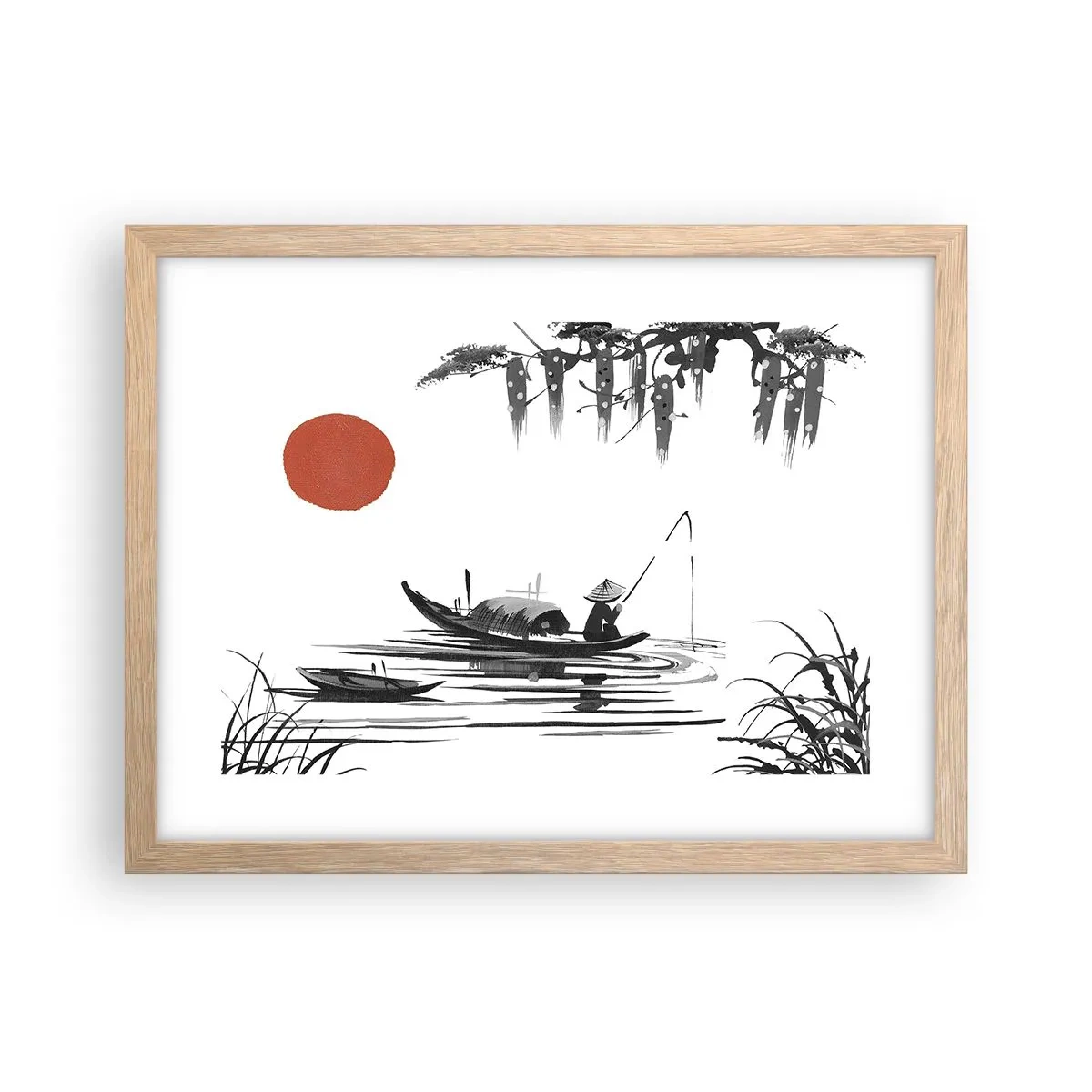 Affiche dans un chêne clair - Poster - Après-midi asiatique - 40x30 cm