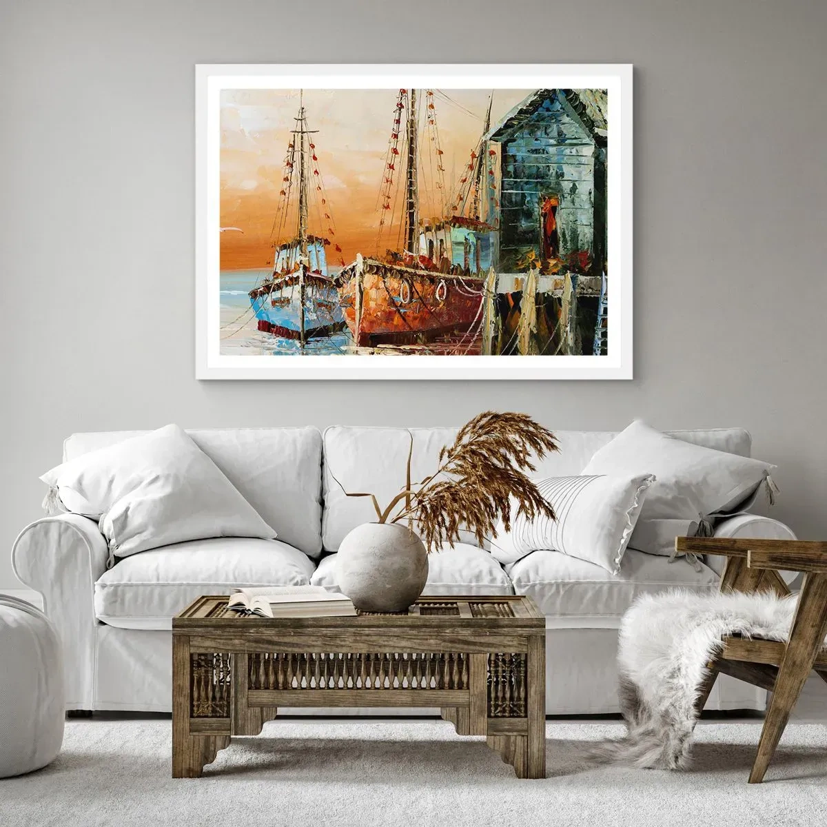 Affiche dans un cadre blanc - Poster - Retour tranquille - 50x40 cm