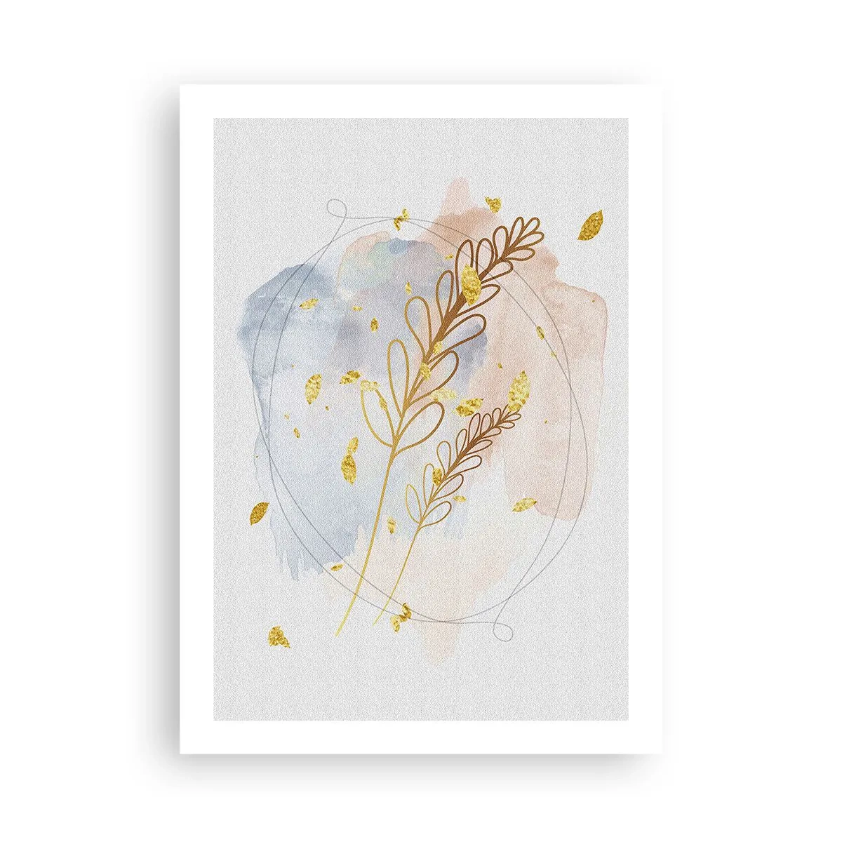 Affiche - Poster - Une composition botanique délicate avec des détails dorés - 50x70cm - Explosion d'or - Décoration murale moderne pour le salon et la chambre ARTTOR
